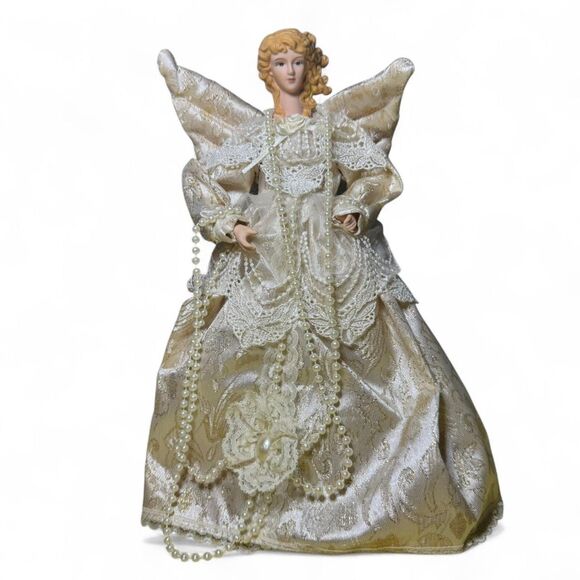 Vtg Blonde Angel Tree Topper Christmas Decoration - Picture 1 of 6
